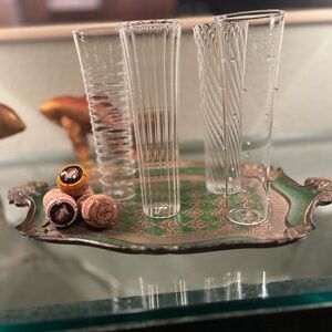 Set of Four Clear Glass Champagne Flutes